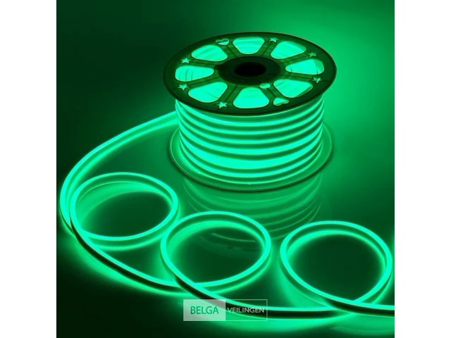 1 x 50 meter neon led strip - groen - waterdicht - dubbelzijdig - 8w/m - afbeelding 2 van  6