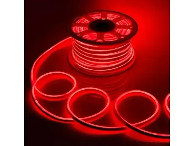 1 x 50 meter neon led strip - rood - waterdicht - dubbelzijdig - 8w/m - afbeelding 1 van  4