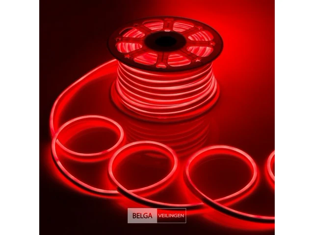 1 x 50 meter neon led strip - rood - waterdicht - dubbelzijdig - 8w/m - afbeelding 1 van  5