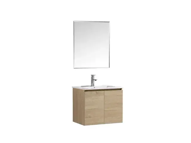 1 x 60cm badkamermeubelset mdf - kleur: wit eik - afbeelding 2 van  6
