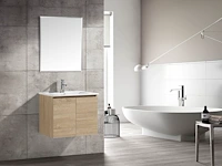 1 x 60cm badkamermeubelset mdf - kleur: wit eik - afbeelding 1 van  6