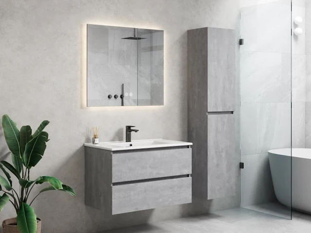 1 x 80cm badkamermeubelset - kleur: beton grijs - afbeelding 1 van  2