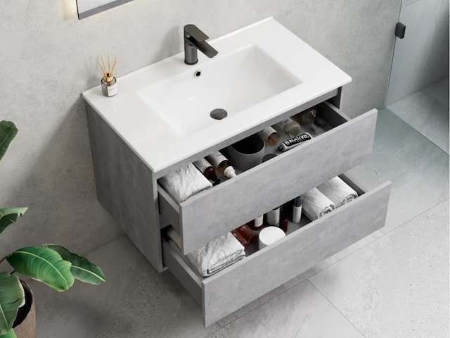 1 x 80cm badkamermeubelset - kleur: beton grijs - afbeelding 2 van  2
