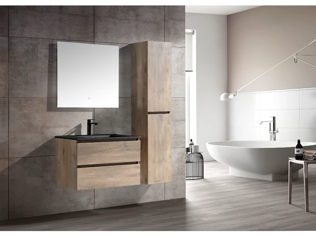 1 x 80cm badkamermeubelset - kleur: grey eik - afbeelding 1 van  4