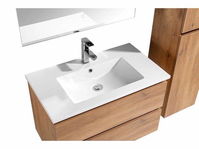 1 x 80cm badkamermeubelset - kleur: natural eik - afbeelding 4 van  9