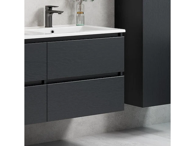 1 x 80cm badkamermeubelset - kleur: zwart eik - afbeelding 3 van  3