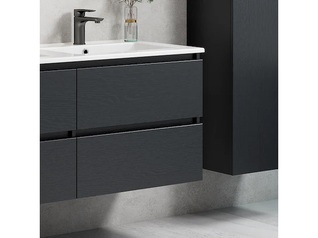 1 x 80cm badkamermeubelset - kleur: zwart eik - afbeelding 3 van  4