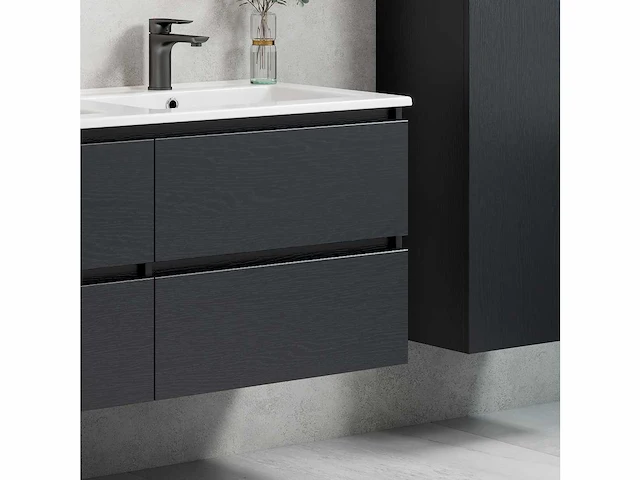 1 x 80cm badkamermeubelset - kleur: zwart eik - afbeelding 3 van  3