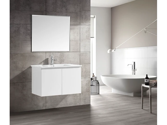 1 x 80cm badkamermeubelset mdf - kleur: mat wit - afbeelding 1 van  7