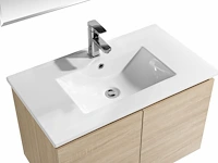 1 x 80cm badkamermeubelset mdf - kleur: wit eik - afbeelding 4 van  6