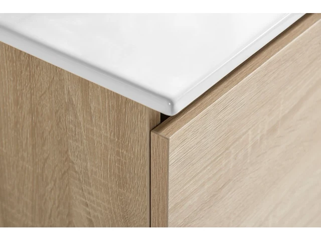 1 x 80cm badkamermeubelset mdf - kleur: wit eik - afbeelding 5 van  6