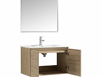 1 x 80cm badkamermeubelset mdf - kleur: wit eik - afbeelding 3 van  6