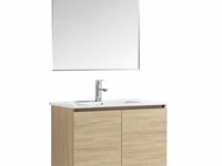 1 x 80cm badkamermeubelset mdf - kleur: wit eik - afbeelding 2 van  6