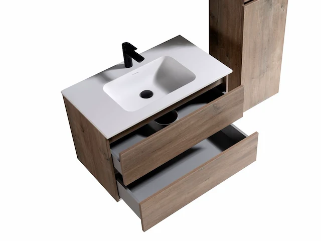 1 x 80cm solid surface wastafel met badkamermeubel - afbeelding 6 van  10
