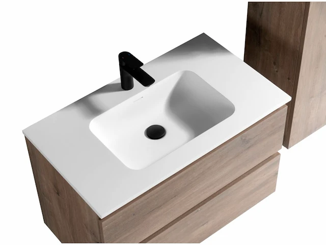 1 x 80cm solid surface wastafel met badkamermeubel - afbeelding 7 van  10