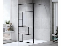 1 x 90x200 design inloopdouche met mat zwart frame - afbeelding 1 van  5