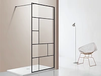 1 x 90x200 design inloopdouche met mat zwart frame - afbeelding 2 van  5