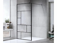 1 x 90x200 design inloopdouche met mat zwart frame - afbeelding 1 van  5