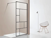 1 x 90x200 design inloopdouche met mat zwart frame - afbeelding 2 van  5