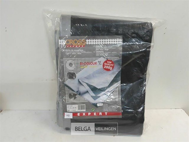 1 x afdekzeil grijs/zwart 4 x 6 m extra dik - afbeelding 2 van  3