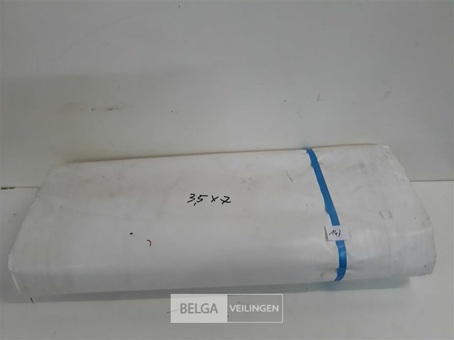 1 x afdekzeil met ogen 100% waterdicht uit tentzeil wit 3,5x7m - afbeelding 2 van  3