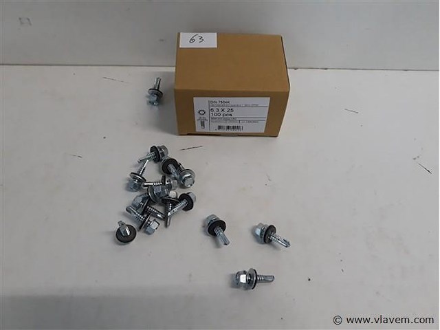 1 x boorschroef zeskant 6,3x25 mm 100 stuks + epdm - afbeelding 1 van  2