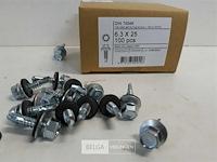 1 x boorschroef zeskant 6,3x25 mm 100 stuks + epdm - afbeelding 3 van  3