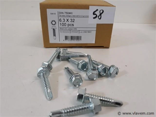1 x boorschroef zeskant 6,3x32 mm 100 stuks - afbeelding 1 van  2