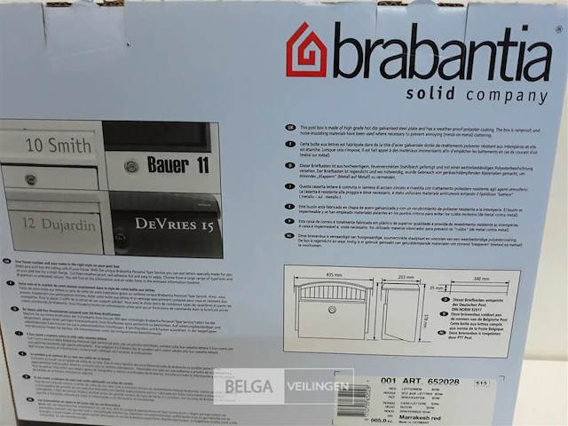 1 x brievenbus brabantia bordeaux - afbeelding 3 van  3