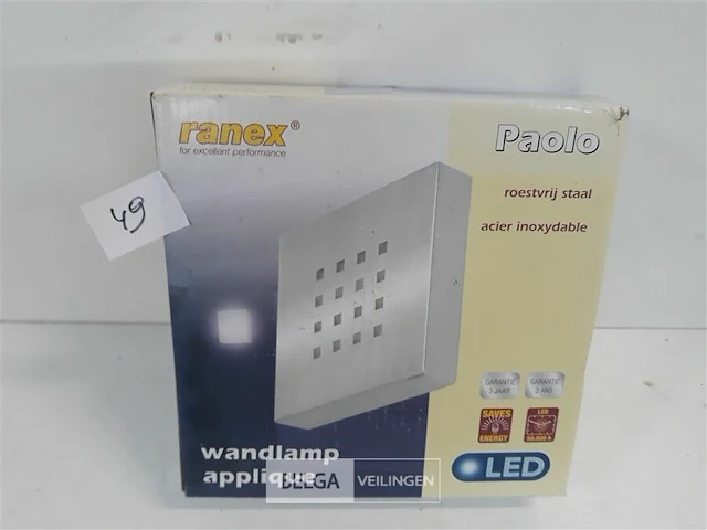 1 x buitenlamp led muurmodel inox - afbeelding 1 van  3