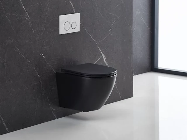 1 x design hangtoilet tornado mat zwart - gesloten onderbodem - afbeelding 2 van  4