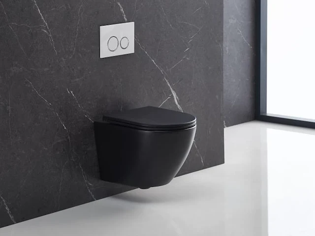 1 x design hangtoilet tornado mat zwart - gesloten onderbodem - afbeelding 2 van  4