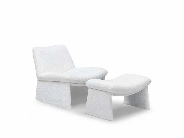 1 x design zetel met ottomane wit - afbeelding 2 van  3