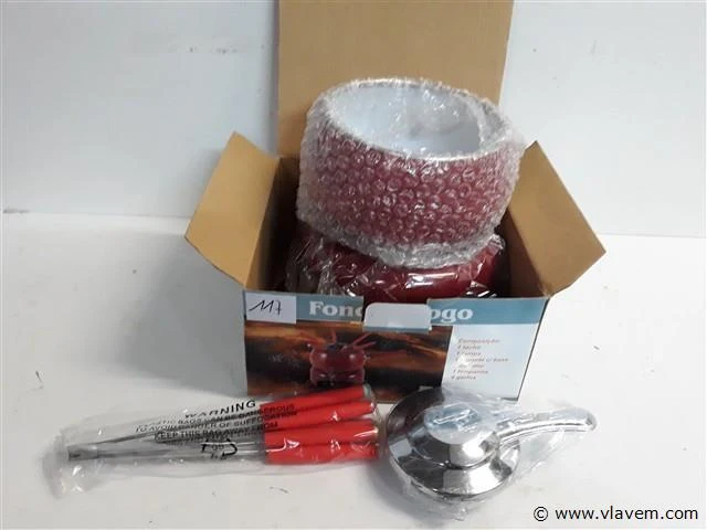 1 x fondue set op gelbrander rood - afbeelding 2 van  2