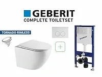 1 x geberit complete toiletset met glanzend wit tornado spoeling - afbeelding 1 van  5