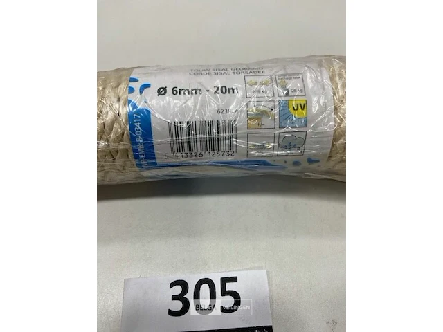 1 x gedraaid sisal touw 6mm 20 meter - afbeelding 3 van  3