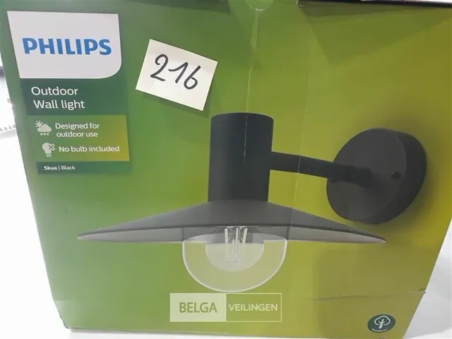 1 x gevellamp philips zwart 218 x 343 mm zonder lamp - afbeelding 1 van  3