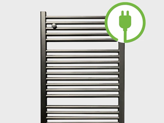 1 x h1200xb500 elektrische handdoekradiator mat zwart - afbeelding 1 van  2