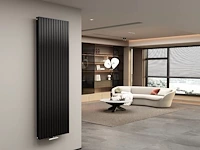 1 x h1800xb500 dubbele design radiator vero mat zwart - afbeelding 2 van  2