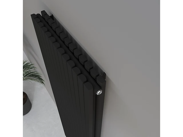 1 x h1800xb500 dubbele design radiator vero mat zwart - afbeelding 2 van  5