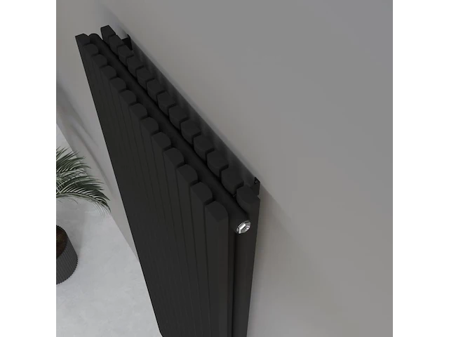 1 x h1800xb500 dubbele design radiator vero mat zwart - afbeelding 2 van  5