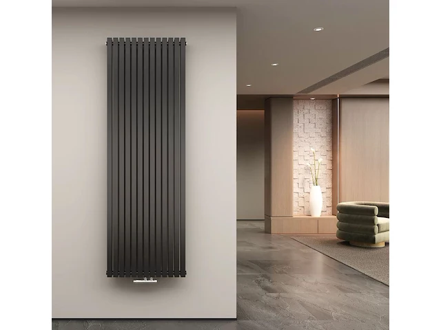 1 x h1800xb600 dubbele design radiator vero mat zwart - afbeelding 1 van  2