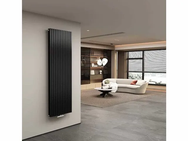 1 x h1800xb600 dubbele design radiator vero mat zwart - afbeelding 2 van  2