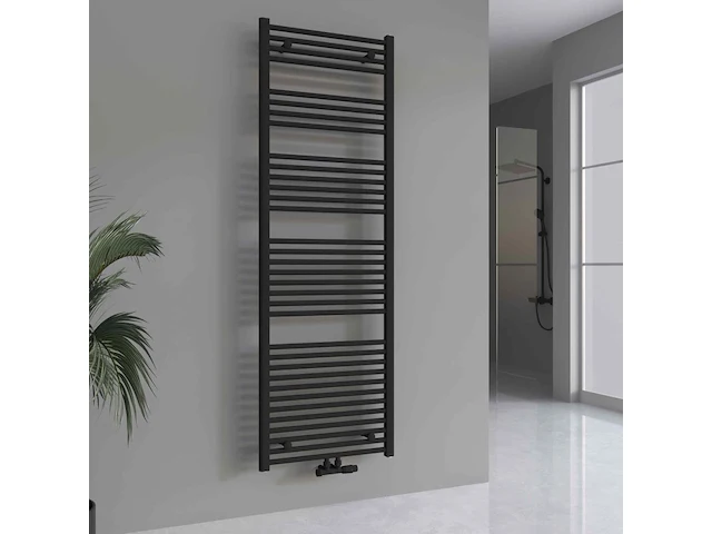 1 x h1800xb600 handdoekradiator mat zwart - linteo - afbeelding 1 van  3