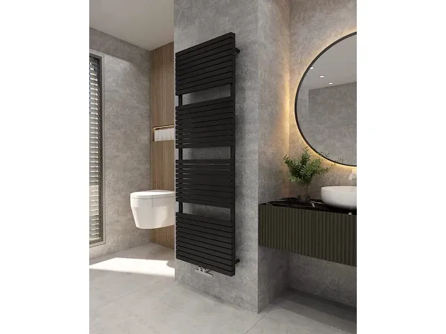 1 x h1800xb600 mat zwart handdoekradiator vero - afbeelding 2 van  3