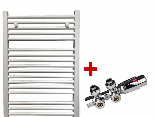 1 x h1800xb600 wit handdoekradiator met chroom kraan - afbeelding 1 van  7