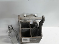 1 x houten draagbak met 4 melkflessen 1 l - afbeelding 3 van  3