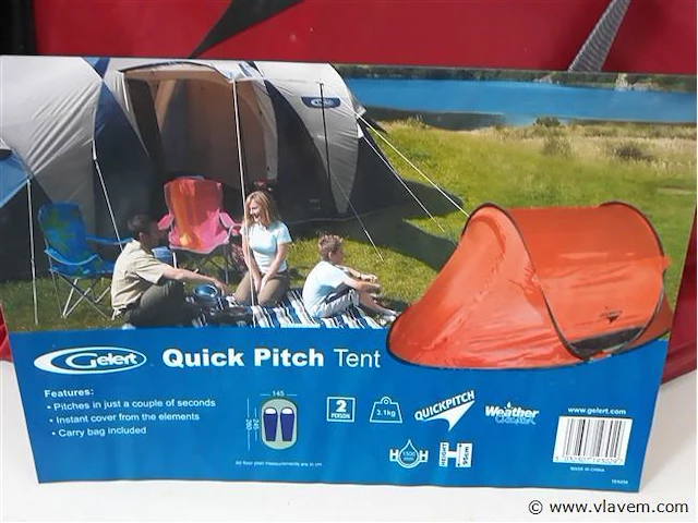 1 x kampeertent 2 p gelert quick pitch tent - afbeelding 2 van  2