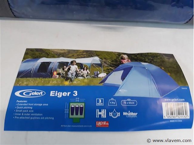 1 x kampeertent 3 personen gelert eiger 3 - afbeelding 2 van  2
