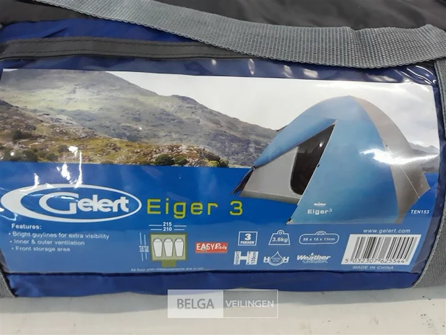 1 x kampeertent 3 personen gelert eiger 3 - afbeelding 3 van  3